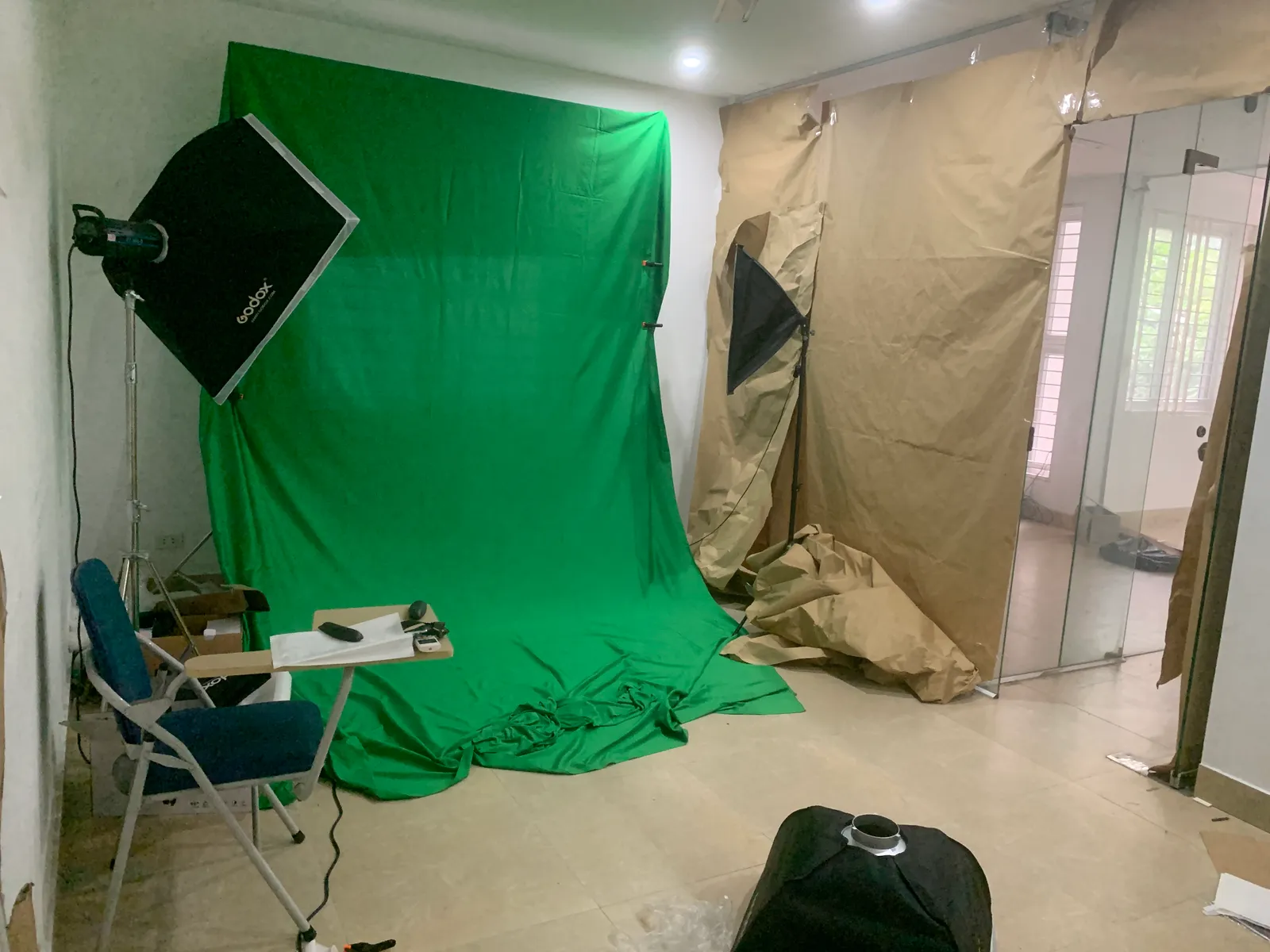 Green screen in a spare room
